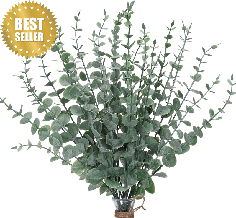 Artificial Eucalyptus Stems, 30 Pieces Fake Greenery Branches with Leaves for We