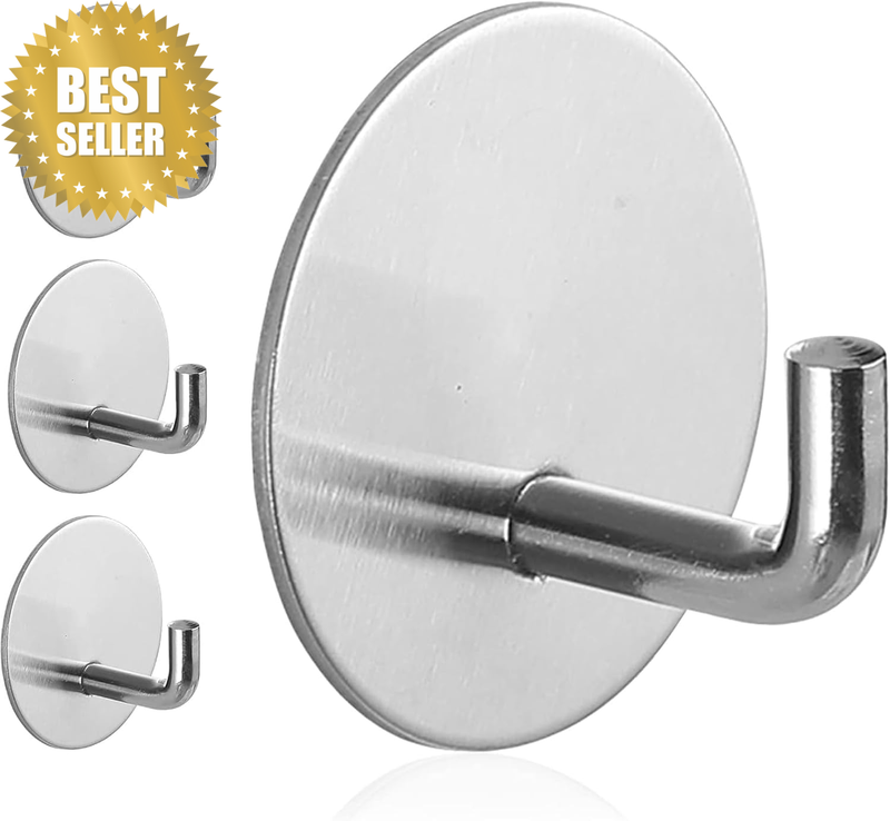 Waterproof Heavy Duty Adhesive Hooks on Shower Hooks for Hanging Loofah,Towels C