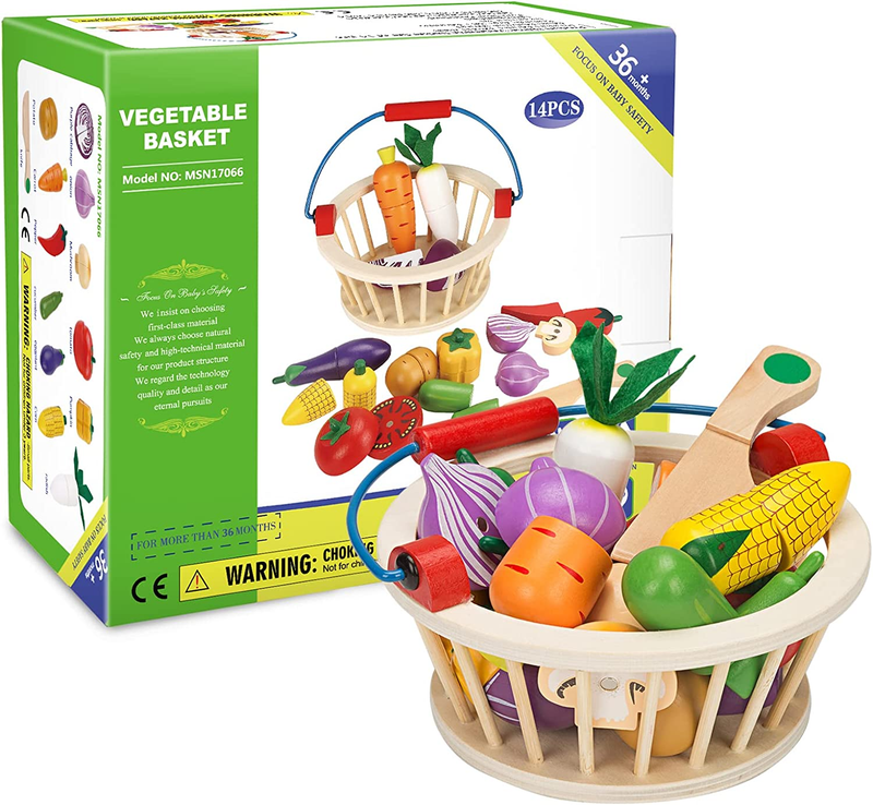 Magnetic Wooden Cutting Fruits Vegetables Food Play Toy Set