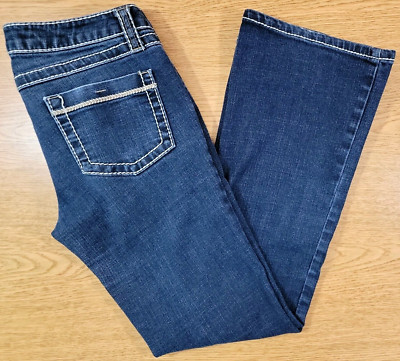 Blue Asphalt Women's Thick Stitch Boot Flare Denim Blue Jeans Size 7 Short