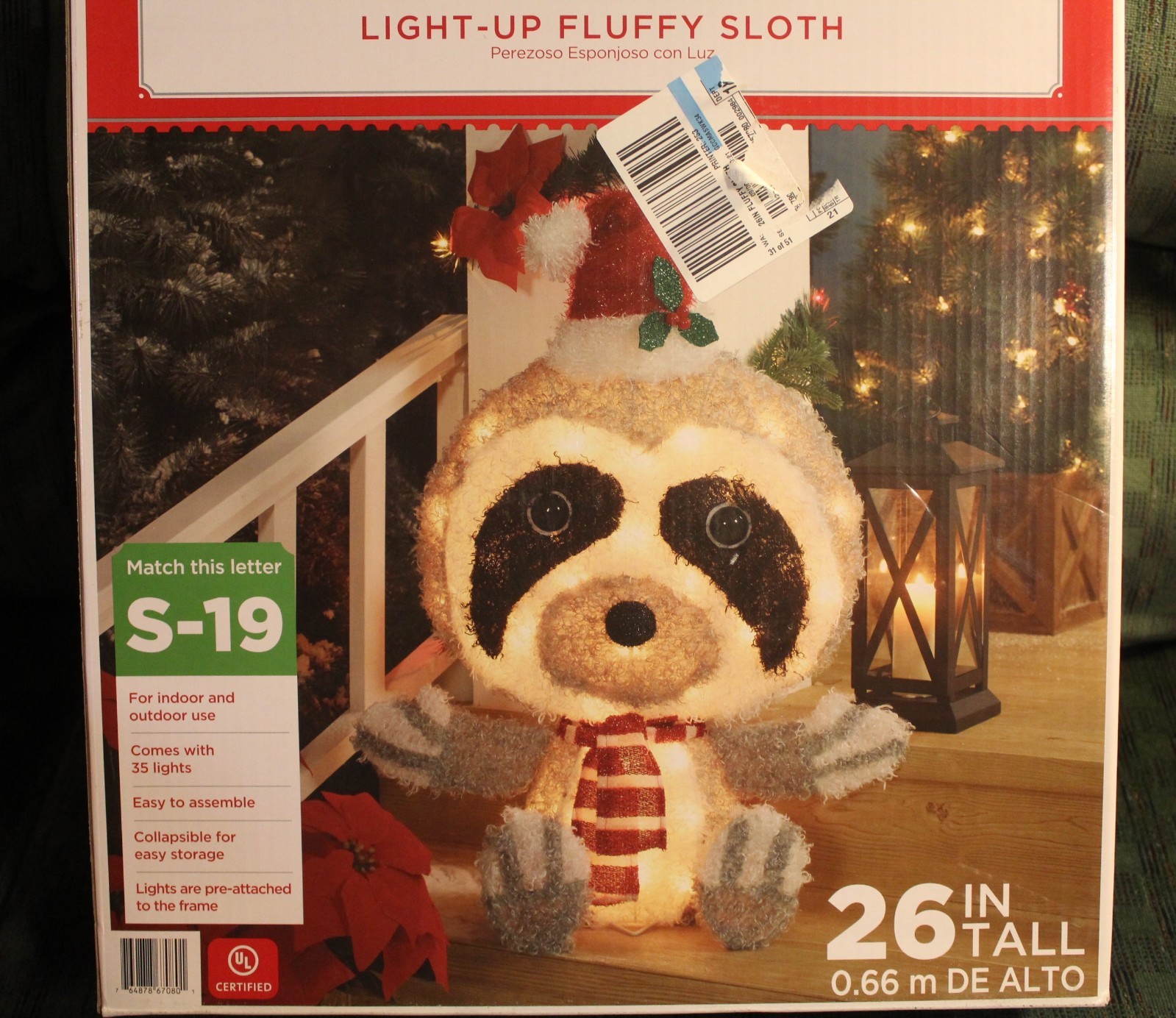 Large Light Up SLOTH Indoor Outdoor Christmas Lights Decoration House Yard Porch