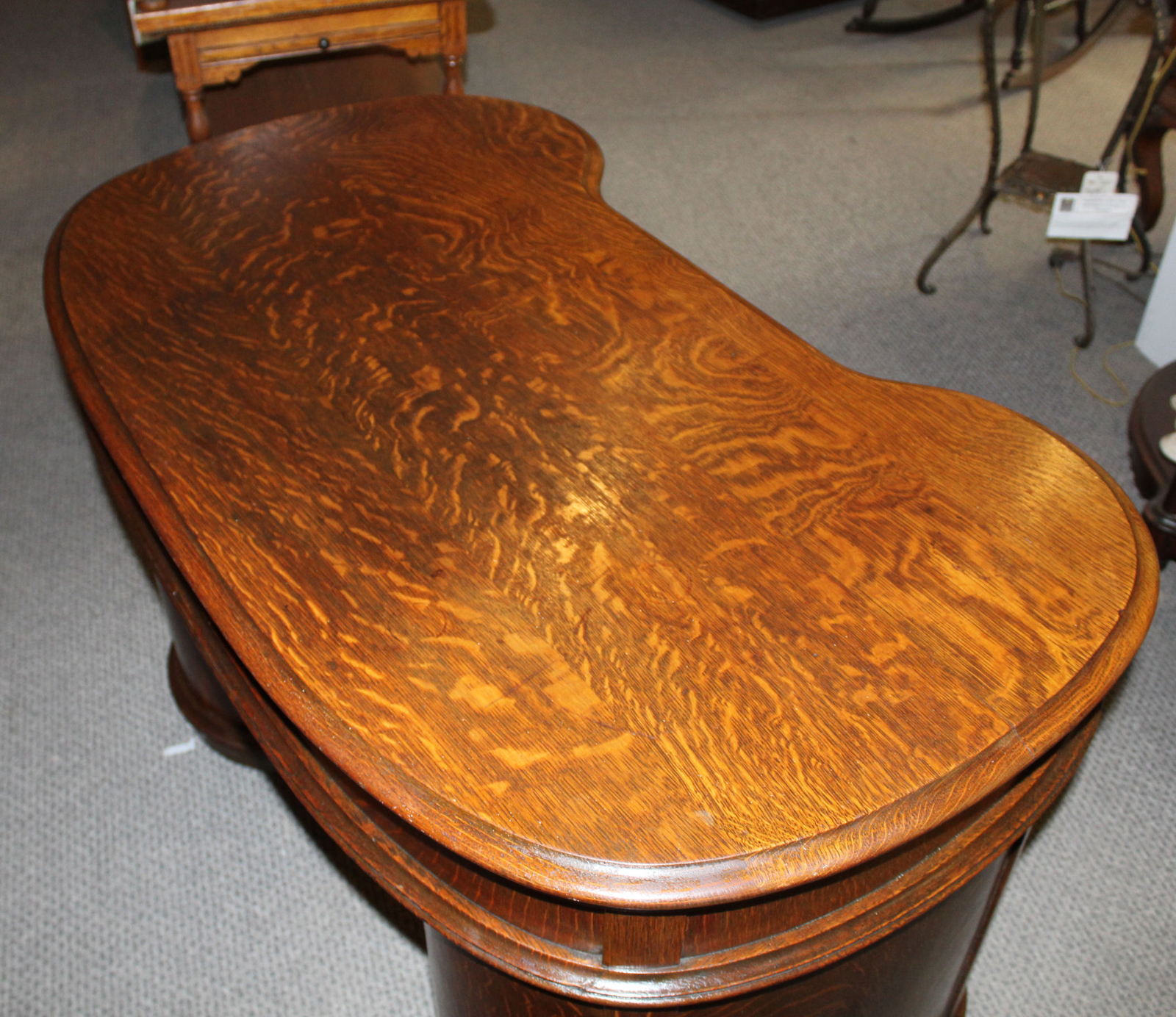 Antique quarter sawn Oak Kidney Shaped Desk – original finish
