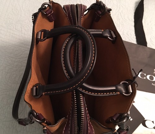 Coach Suede Rogue Handbag Whipstitch Handles