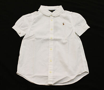 Polo Ralph Lauren Little Girls Solid Oxford S/S Top AC9 White Size 6 NWT
