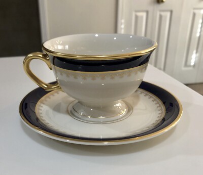 Pickard China Washington Cup & Saucer Cobalt Blue Gold Hand Decorated USA