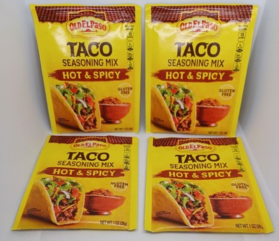 Lot of 4 Old El Paso HOT & SPICY Taco Seasoning Mix 1 Oz Packs Exp. 7-1-25