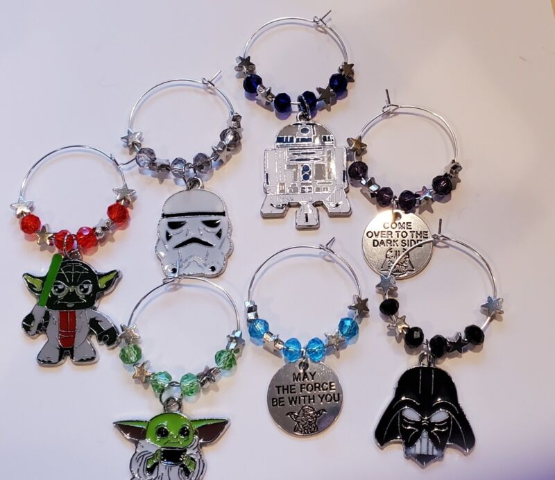 Set of 7 Star Wars Wine Glass Charms Pendant Markers