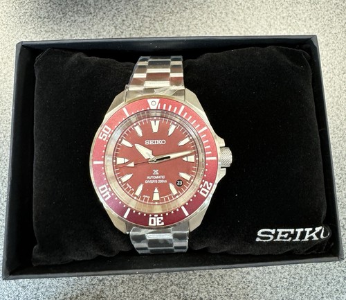 Pre-owned Seiko Prospex Sea Samurai Diver Red Dial Stainless Steel Watch Srpl11 Japan