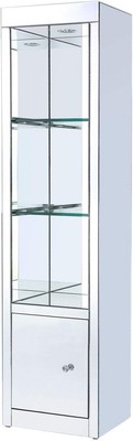 Acme Lotus Glass Door Side Pier with LED in Mirrored and Faux Crystals