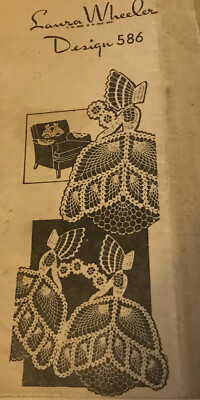 586 Vintage Bonnet Girl with flowers Chair Set Pattern to CROCHET  (Repro)