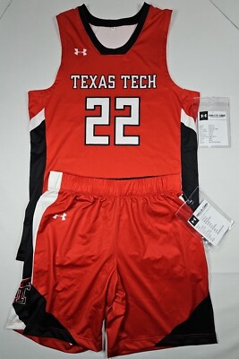 Under Armour Mens Texas Tech Valkyrie Basketball Jersey /Shorts Large Red NWT