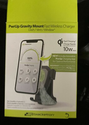 New Bracketron PwrUp Qi 10W Fast Charge Wireless Gravity Mount BT2-952-2 - Black