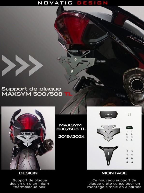 Support De Plaque D'Immatriculation Sym Maxsym Tl 500/508