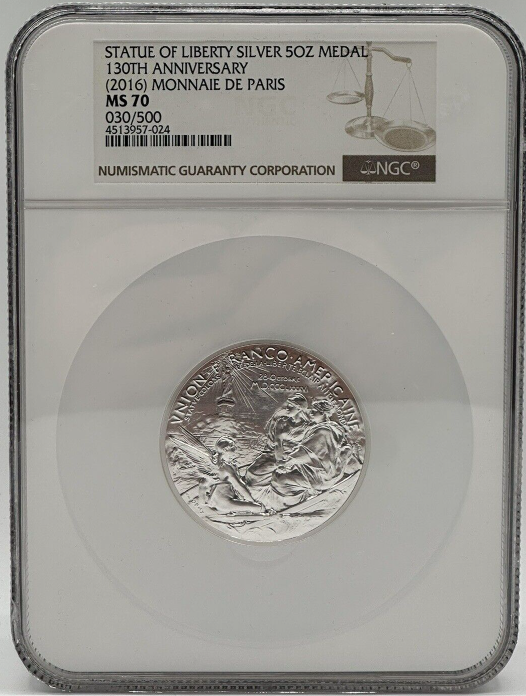 2016 Monnaie De Paris Statue Of Liberty 5 OZ Silver NGC MS