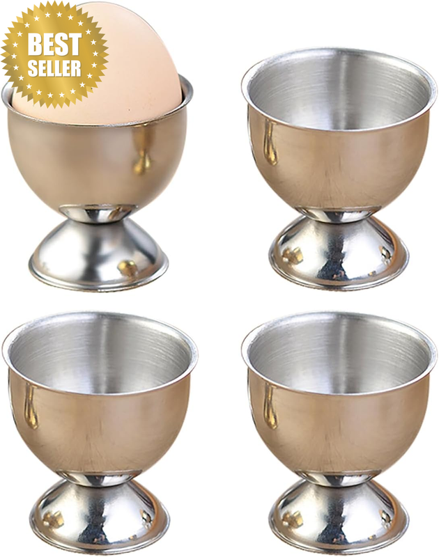 4PCS Stainless Steel Egg Cups Set Egg Cups Soft Boiled Egg Stand Holder Stainles