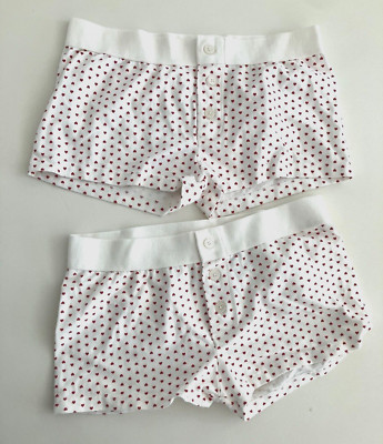 NWT Lot Of 2 Brandy Melville John Galt HEARTS Button Boy Shorts Undies NEW OS