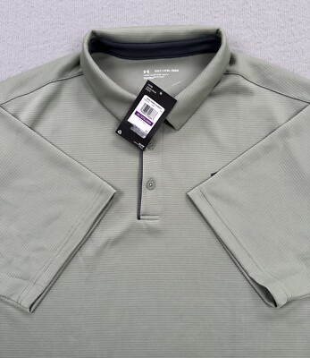 Under Armour Tech Polo Shirt Men's XXLT Gray Green Short Sleeve Golf Sports NEW