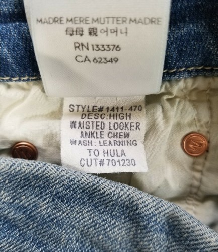 Pre-owned Mother Denim High Waisted Looker Ankle Chew, Learning To Hula $248