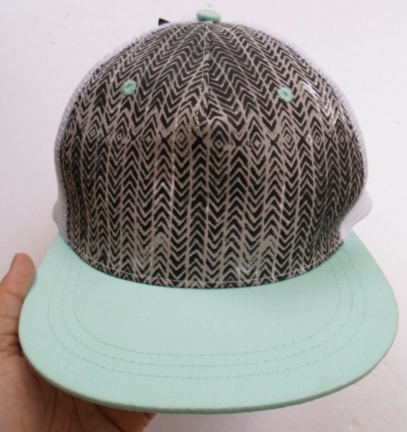 ART CLASS BASKET WEAVE BOYS TRUCKER WHITE MESH HAT CAP, AQUA