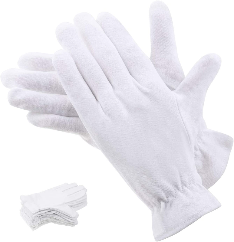 100 Percent Cotton Gloves for Dry Hands Eczema,  10 Pairs White Cotton Gloves fo