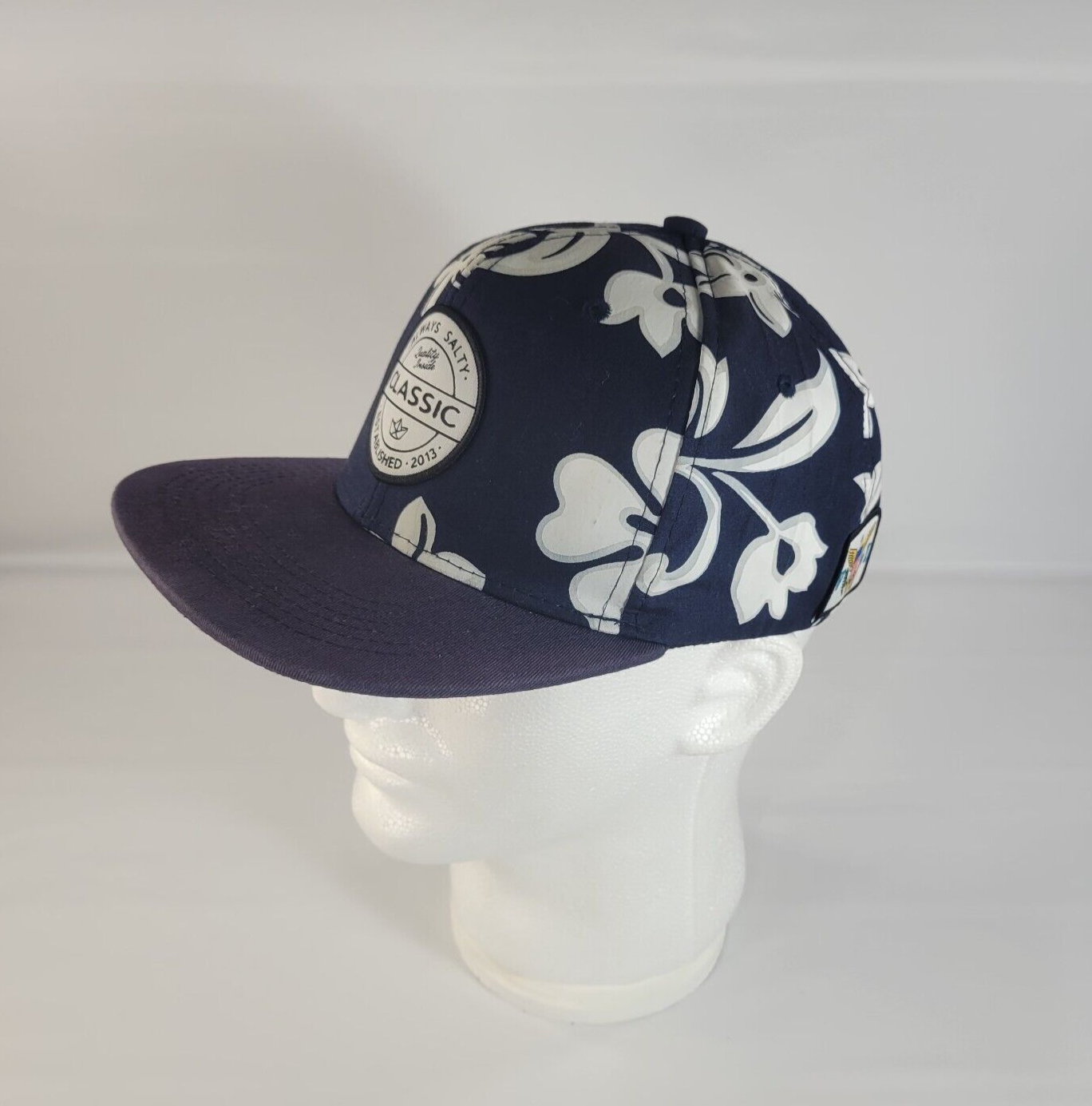 Always Salty Classic Blue Hawaiian White Floral Hat Cap