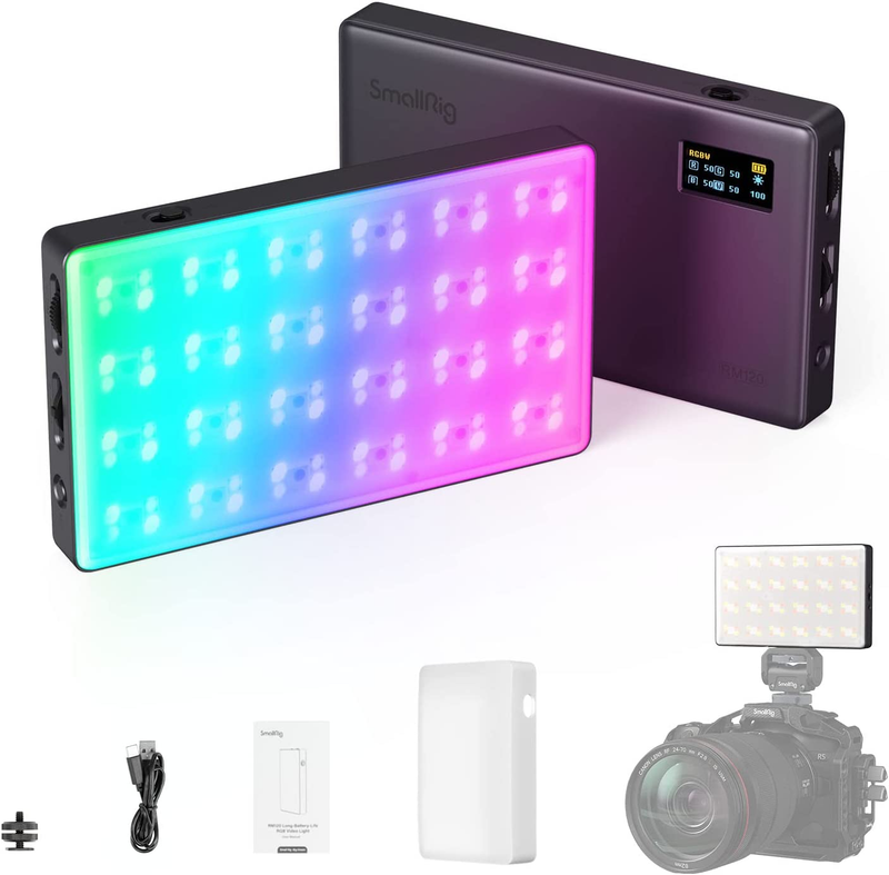 RM120 RGB Video Light Portable On Camera Light,5000mAh Long Battery Life,Profess