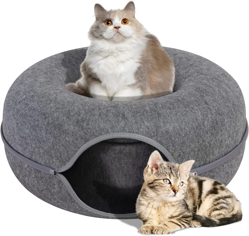 Cat Tunnel Bed, Cat Cave Bed, Indoor Cat Tunnel &Cat Toys, Detachable and Washab