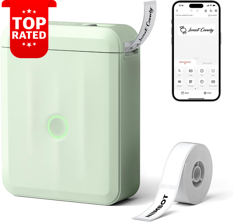 D110 Mini Portable Label Maker Bluetooth Thermal Printer for Home Office Green