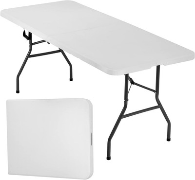 F DW 6ft Outdoor Portable Folding Plastic Folding Picnic Table with Handles