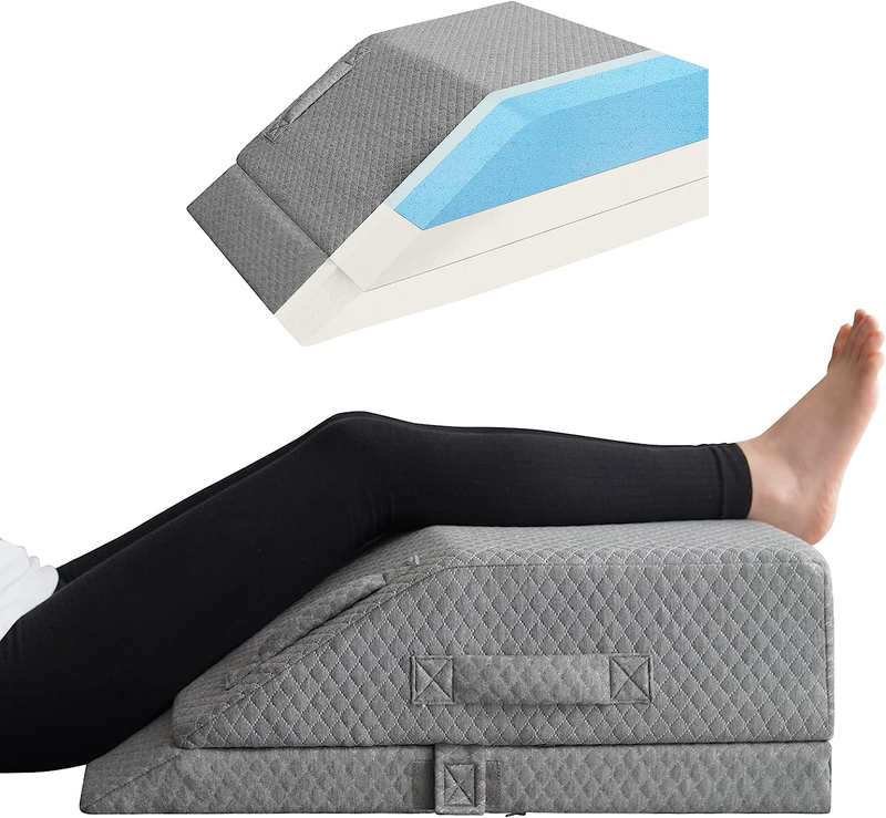 Adjustable Leg Elevation Pillows for Swelling, Cooling Gel Memory Foam Wedge Pil