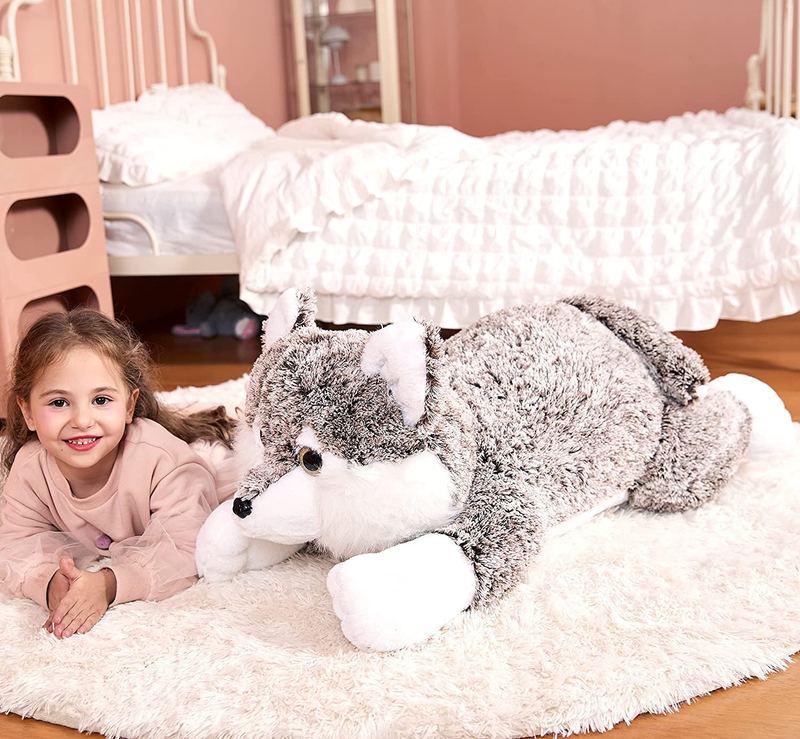 Large Wolf Stuffed Animal Plush Toy,Giant Cute Jumbo Soft Toys,Huge Big