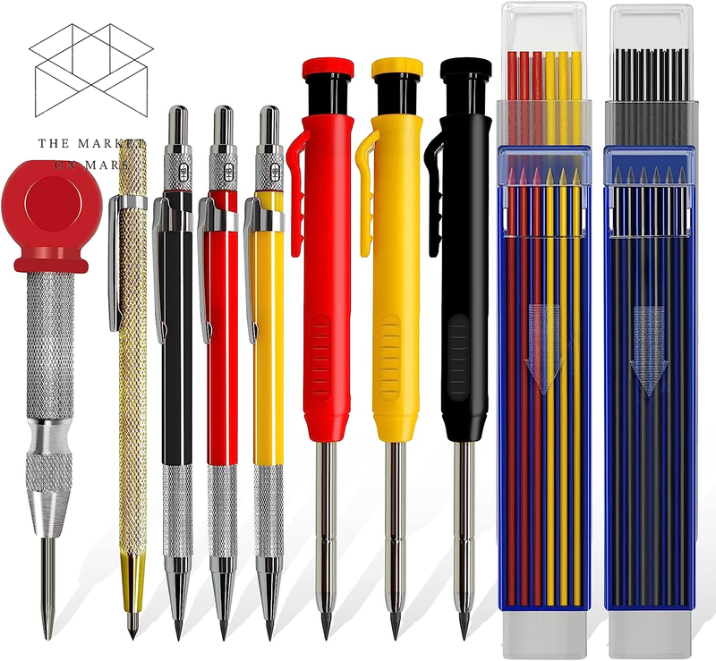 Mechanical Carpenter Pencils Set with 30 Marker RefillsDeep Hole Marker Const ✅✅