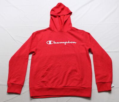 Champion Unisex Kids Solid Logo Long Sleeve Hoodie EJ1 Red Small (US 8) NWT