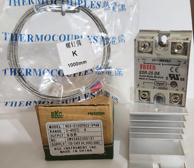 REX-C100FK02-V*AN Intelligent Temperature Controller SSR Output + SSR-25A+KProbe