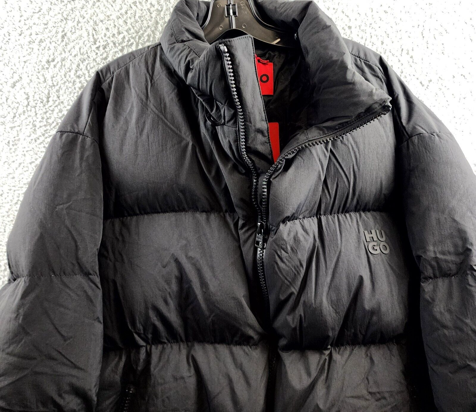 HUGO Bironto Hooded Water Repellent Down Puffer Jacket Men's XXL Black Full Zip - Picture 4 of 21