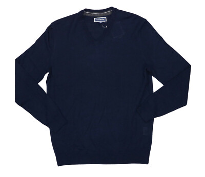 Club Room Merino Wool Blend V-Neck Solid Color Long Sleeve Pullover Sweater NWT