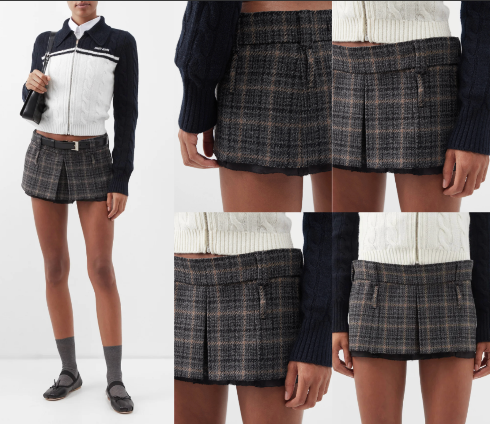 Pre-owned Miu Miu Mini Skirt Check Runway Tennis Skirt Tennis Short Skirt It44 In Multicoloured