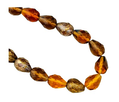 20 Assorted Topaz Gold Shades Czech Glass Plump Tapered Teardrop Pear 13mm Beads