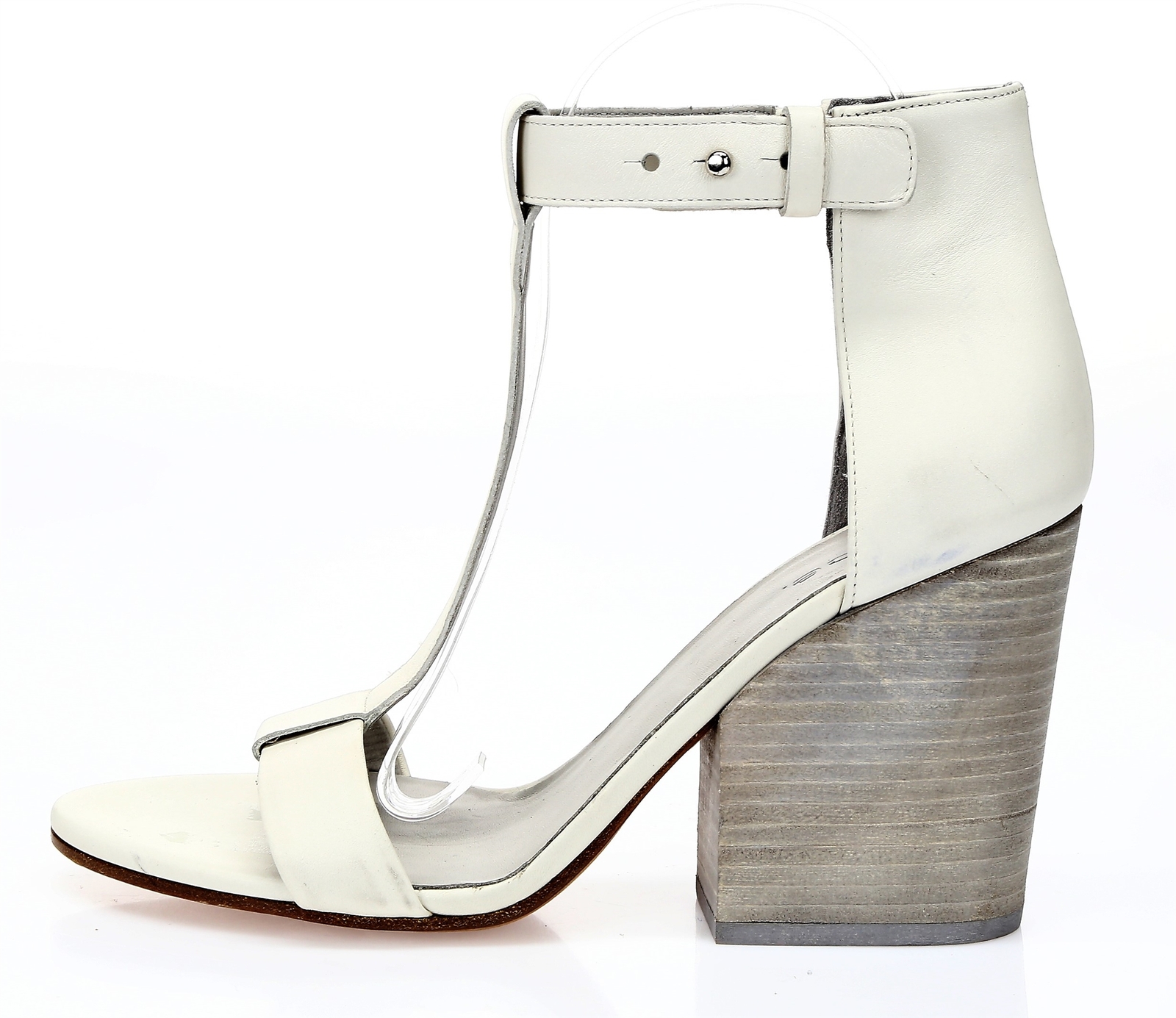 VINCE Womens White And Gray Leather Ankle Strap Size 9 Sandals New 216049