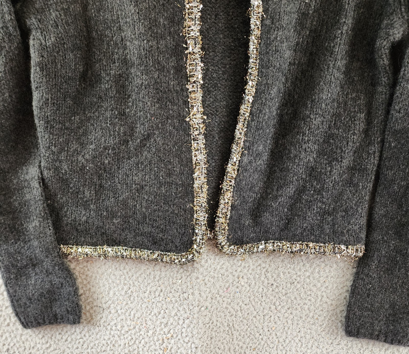 Rag & Bone Davies Wool Blend Cardigan Women's S Charcoal Contrast Trim L/S - Picture 3 of 14