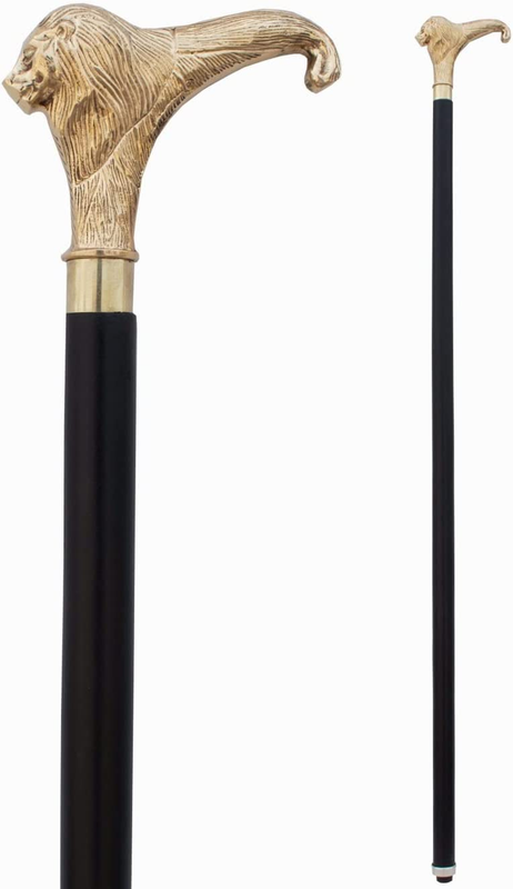 FYNJREX Walking Cane with Brass Handle - Lightweight Walking Stick - Canes for M