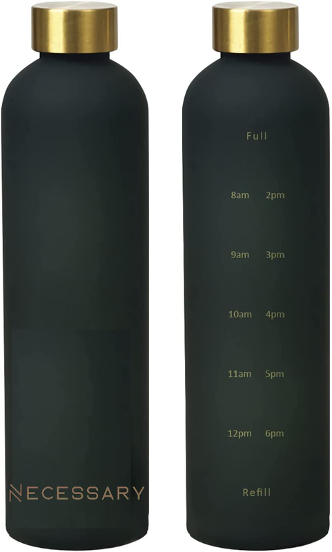 - 1L Water Bottle with Time Marker to Track Daily Hydration - Motivational Water