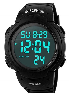 MJSCPHBJK Mens Digital Sports Watch, Waterproof LED Screen Large Face Militar...