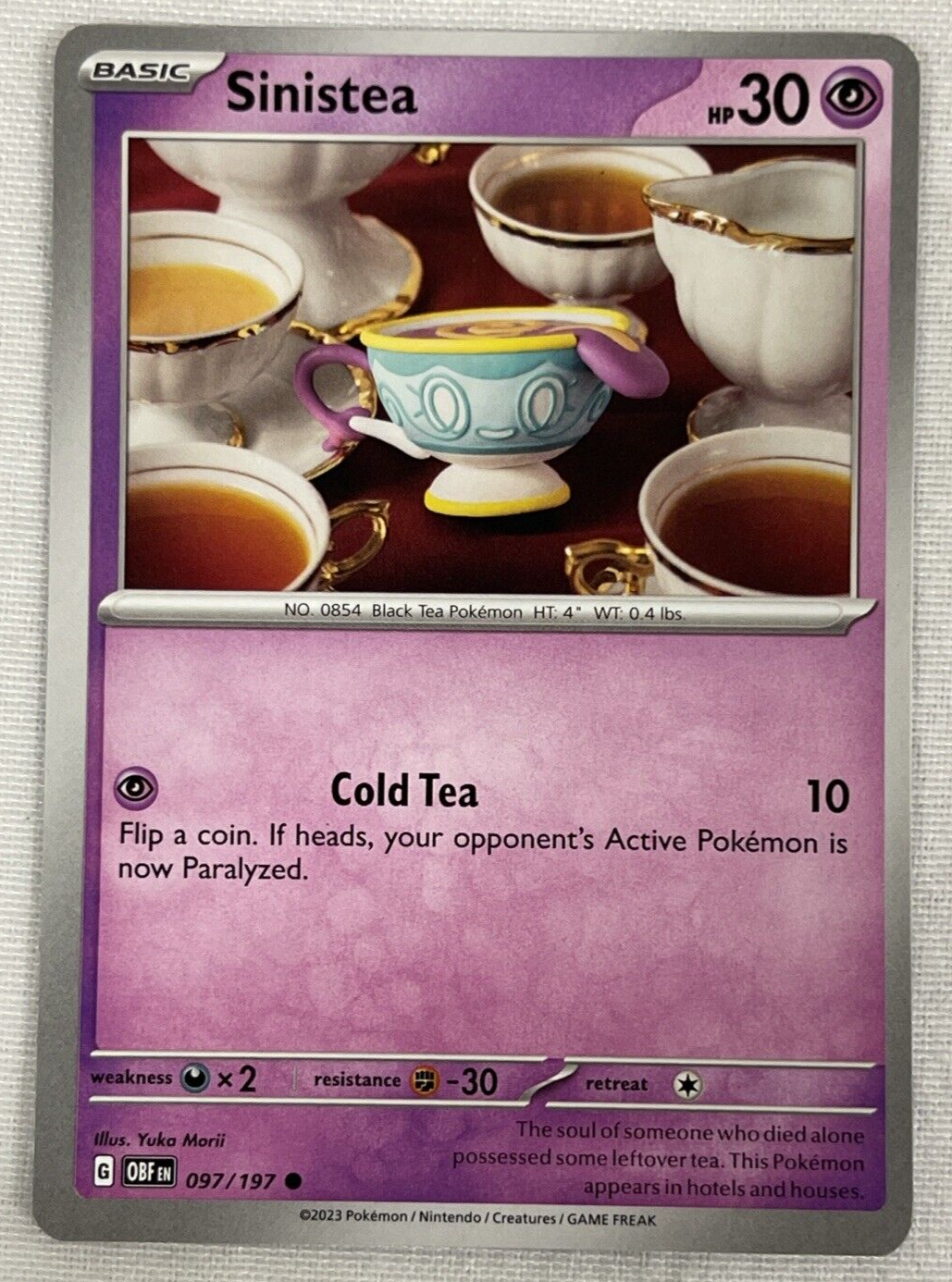 ⭐︎ Pokemon TCG - Sinistea - 097/197 - Common - Obsidian Flames