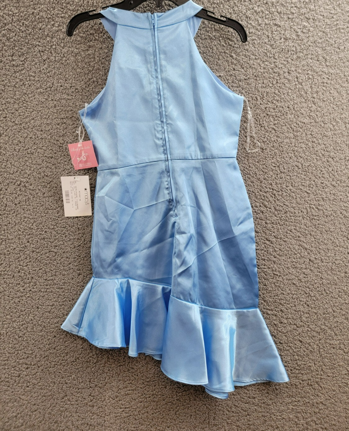 Rare Editions Sleeveless Imitation Pearl Halter Dress Big Girls 10 Blue Back Zip - Picture 12 of 16