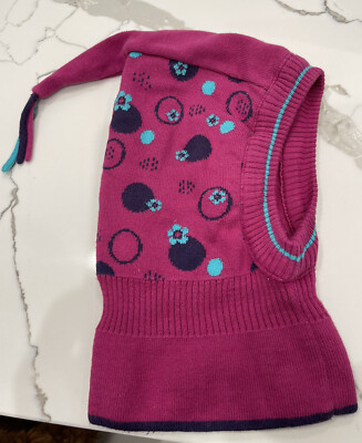 Child  Winter Balaclava Face Mask Hat Pink Circles with Hanging Tassel sz4-6