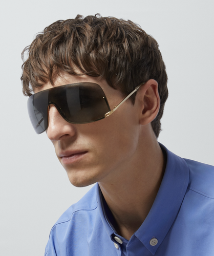 Pre-owned Gucci Gg1560s-001-99 Gold Sunglasses In Gray