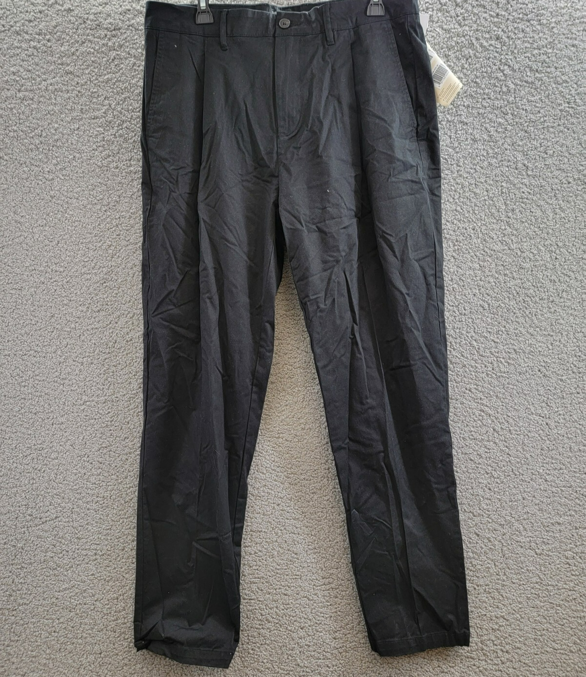 Frank And Oak Relaxed-Fit Pleated Tapered Chinos Men's 34 Black Button Zipped - Picture 2 of 18