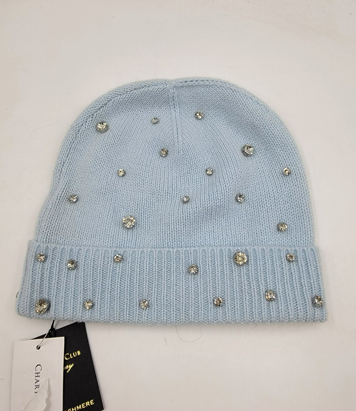 Charter Club Cashmere Embellished Cuffed Beanie Women's One Size Crystal Blue - Picture 2 of 15