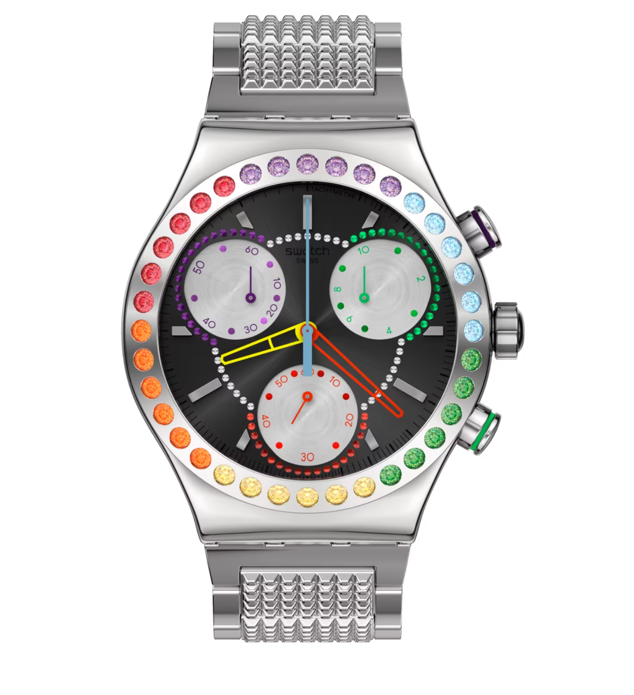 Pre-owned Swatch Limited Swiss  Paradons Yvs100g Pride Collection Watch (unique Color)